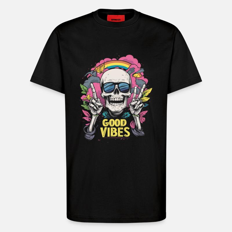 Skull Regenbogen - T-Shirt - made by SPREAD - SOLID BLACK