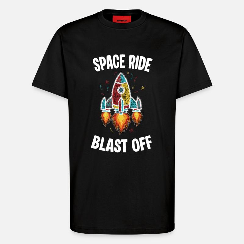Space Rocket Retro Kritzelei-Explosion - T-Shirt - made by SPREAD - SOLID BLACK