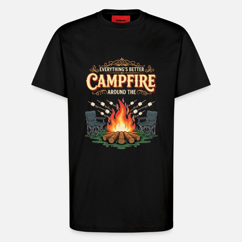Camping Campfire Marshmallow Everything's Better - T-shirt bio décontracté fabriqué en UE - SOLID BLACK