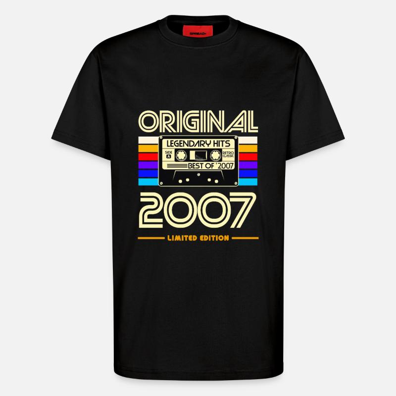 Original 2007: Hits rétro cassette - T-shirt bio décontracté fabriqué en UE - SOLID BLACK