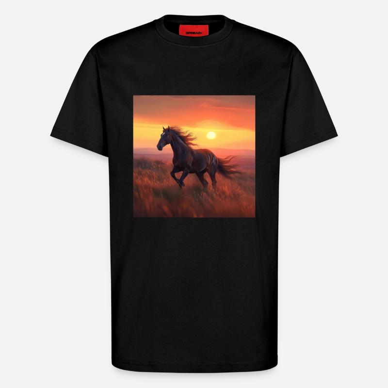 Cheval - T-shirt bio décontracté fabriqué en UE - SOLID BLACK
