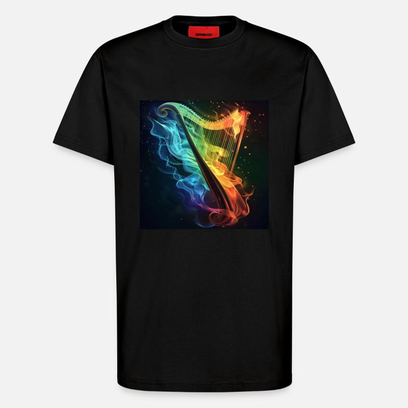 Harfe - T-Shirt - made by SPREAD - SOLID BLACK