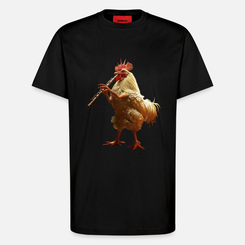 Hahn Flöte - T-Shirt - made by SPREAD - SOLID BLACK