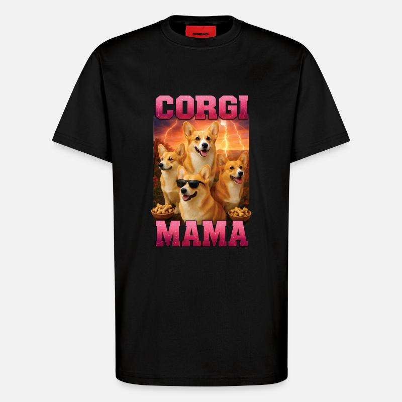 Corgi - T-Shirt - made by SPREAD - SOLID BLACK