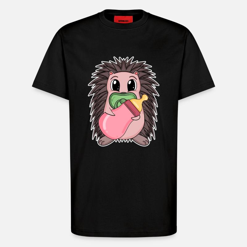 Bébé hérisson - T-shirt bio décontracté fabriqué en UE - SOLID BLACK