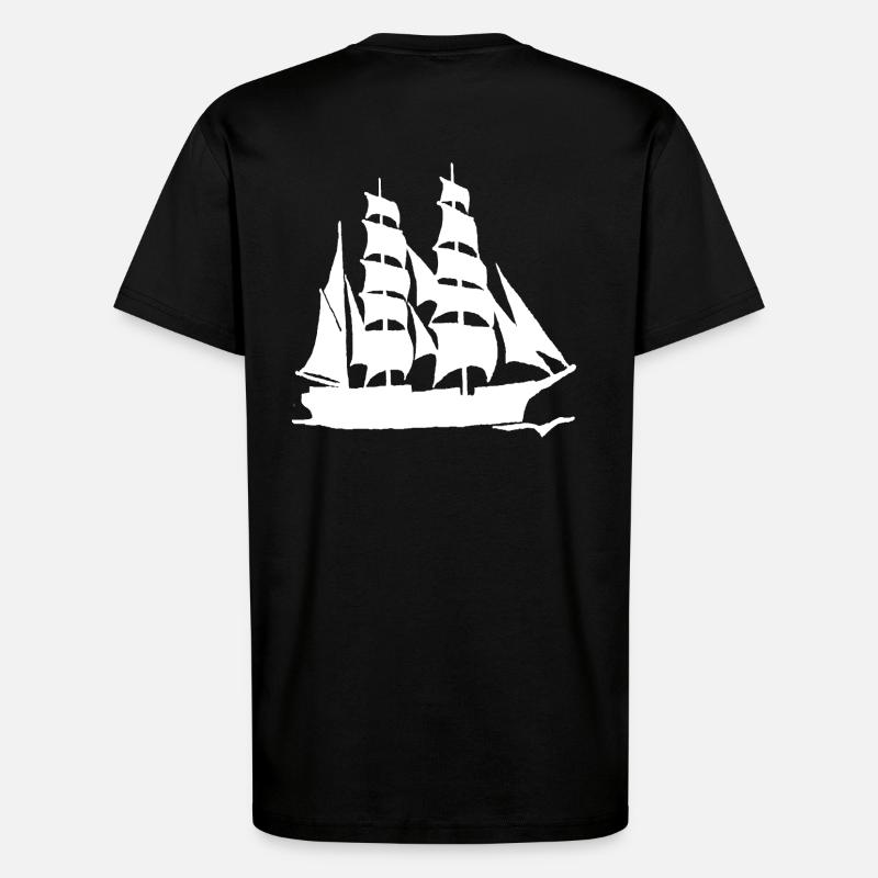 LARGE-FORMAT WHITE SAILBOAT - T-Shirt - made by SPREAD - SOLID BLACK