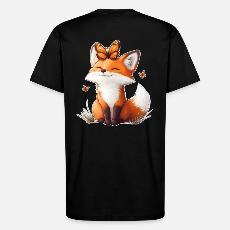 Fuchs und Schmetterling - T-Shirt - made by SPREAD - SOLID BLACK