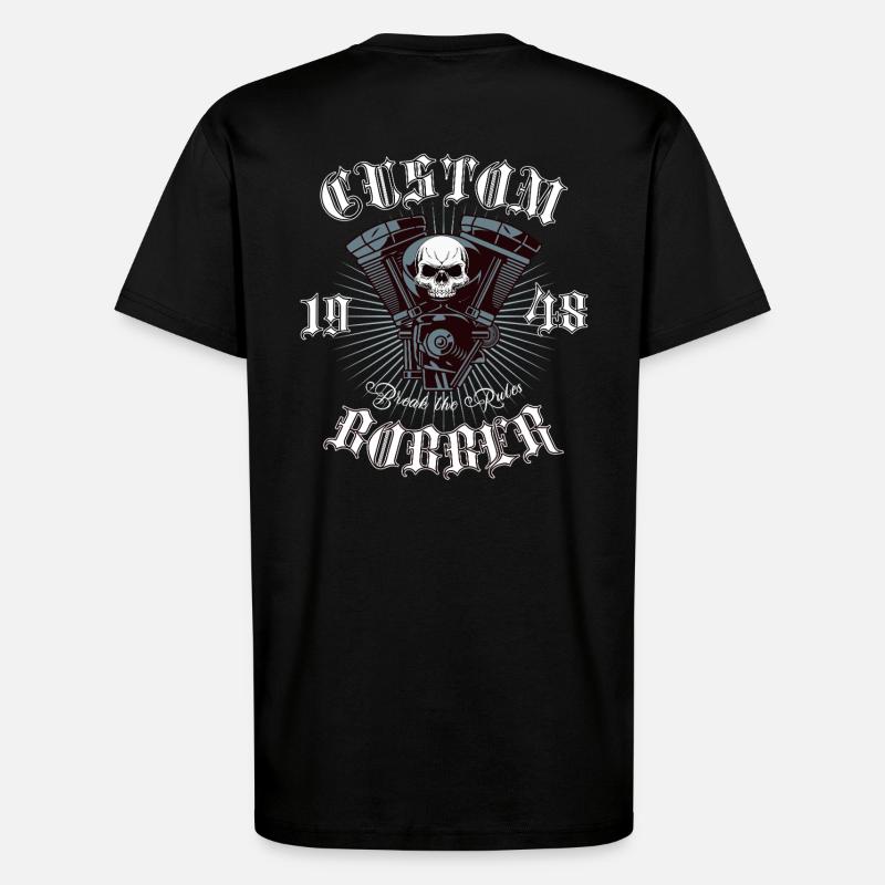 Conception de motos Bobber Chopper - T-shirt bio décontracté fabriqué en UE - SOLID BLACK
