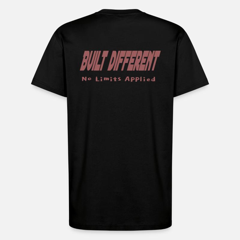 Built Different – No Limits Applied - T-Shirt - made by SPREAD - SOLID BLACK