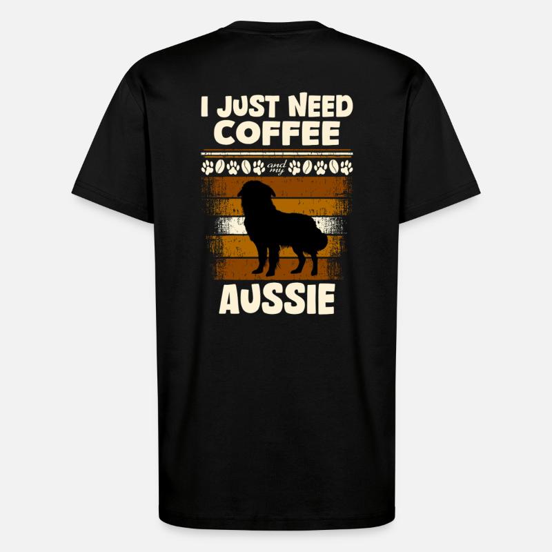 Café Aussie Sheperd - T-shirt bio décontracté fabriqué en UE - SOLID BLACK