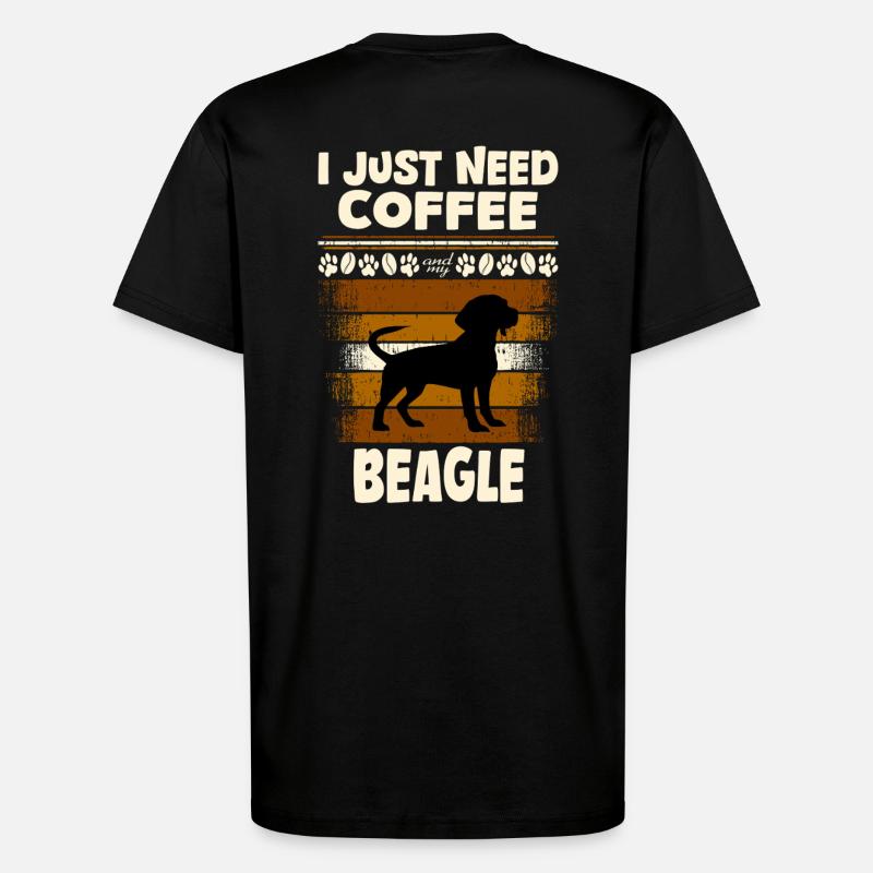 Café Beagle - T-shirt bio décontracté fabriqué en UE - SOLID BLACK