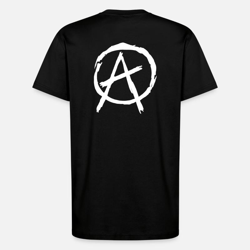 Anarchy Symbol in Circle - White - T-Shirt - made by SPREAD - SOLID BLACK