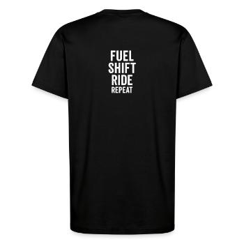 Energiekreislauf-Bewegung - T-Shirt - made by SPREAD - SOLID BLACK - Hinten - Alina (178cm)