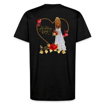 Red Rose Wedding Day - T-Shirt - made by SPREAD - SOLID BLACK - Back - Alina (178cm)