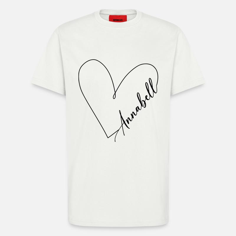 Annabell Nom Ligne de coeur - T-shirt bio décontracté fabriqué en UE - OFF WHITE