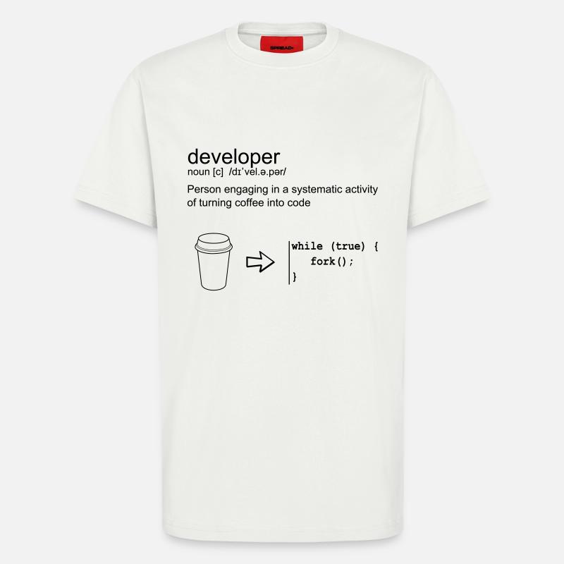 Developer & coffee - T-shirt bio décontracté fabriqué en UE - OFF WHITE