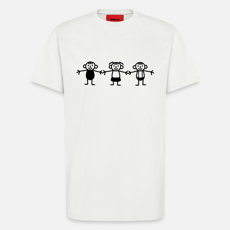 3 Strichmännchen Kinder - T-Shirt - made by SPREAD - OFF WHITE