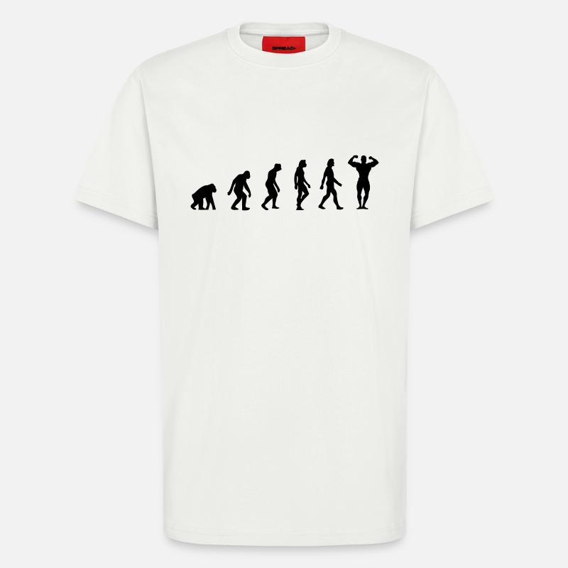 L évolution de culturisme - T-shirt bio décontracté fabriqué en UE - OFF WHITE