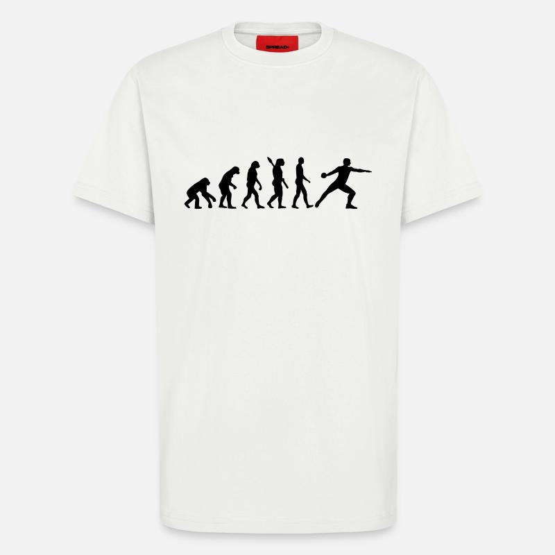 Évolution Lancer du disque - T-shirt bio décontracté fabriqué en UE - OFF WHITE