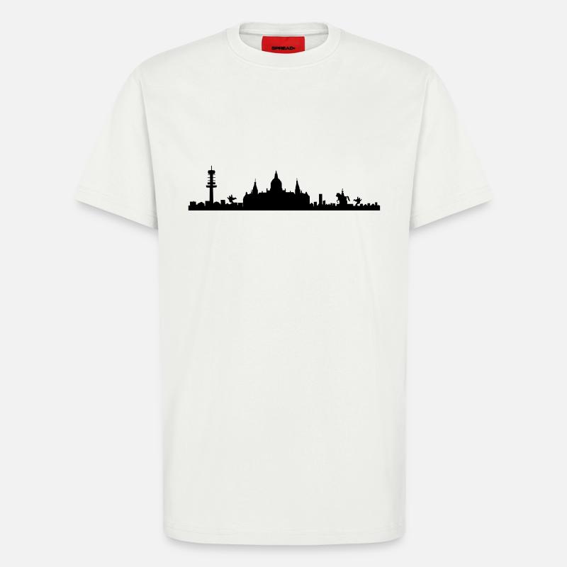 Hanovre skyline - silhouette - basse-Saxe - T-shirt bio décontracté fabriqué en UE - OFF WHITE