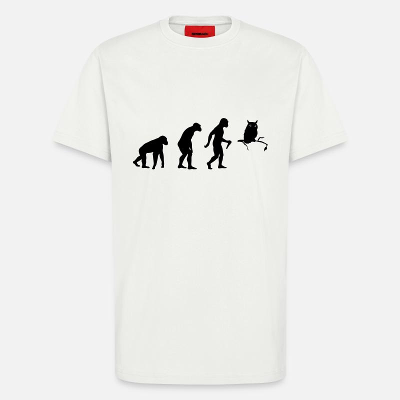 L'évolution du hibou - T-shirt bio décontracté fabriqué en UE - OFF WHITE