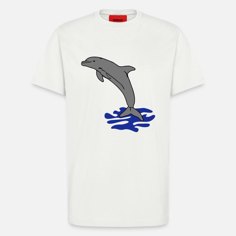 springender Delphin Delfin jumping dolphin - T-Shirt - made by SPREAD - OFF WHITE