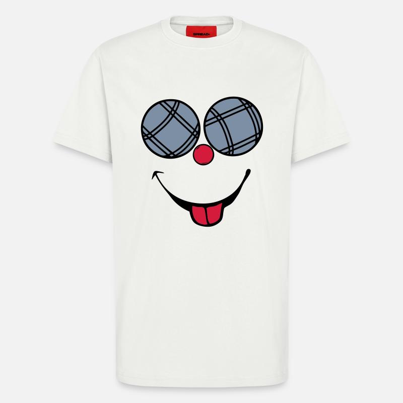 petanque boule smiley sourire langue2 - T-shirt bio décontracté fabriqué en UE - OFF WHITE