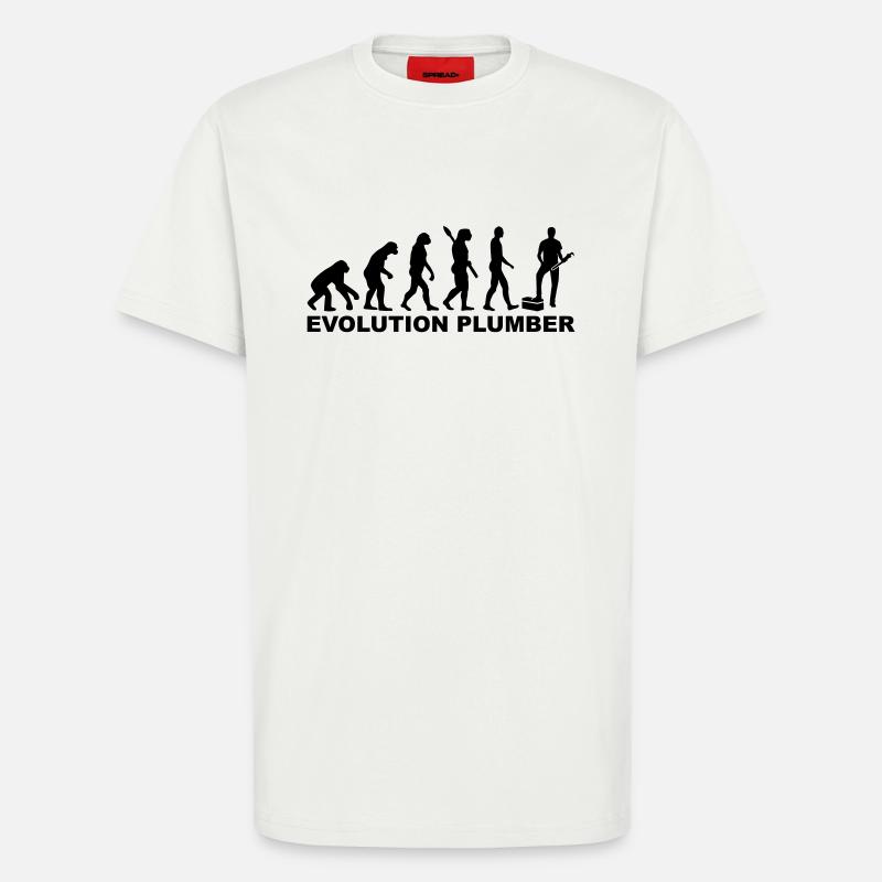 Evolution Plumber - T-shirt bio décontracté fabriqué en UE - OFF WHITE