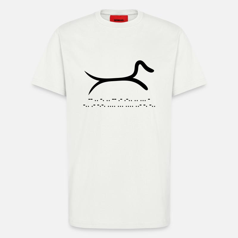 Dachshund with morse code - T-Shirt - made by SPREAD - OFF WHITE