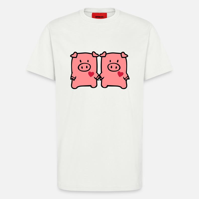 two cute pigs - T-Shirt - made by SPREAD - OFF WHITE