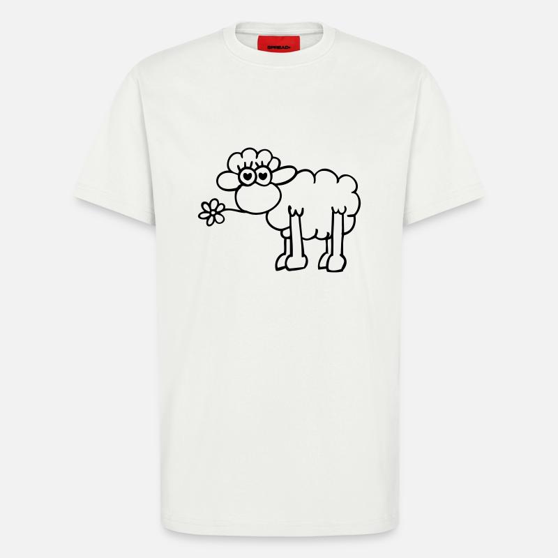 Verliebtes Schaf - T-shirt bio décontracté fabriqué en UE - OFF WHITE