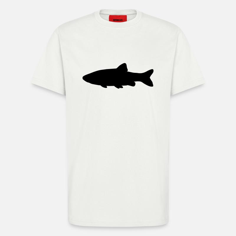 Chiot de silhouette de poisson - T-shirt bio décontracté fabriqué en UE - OFF WHITE