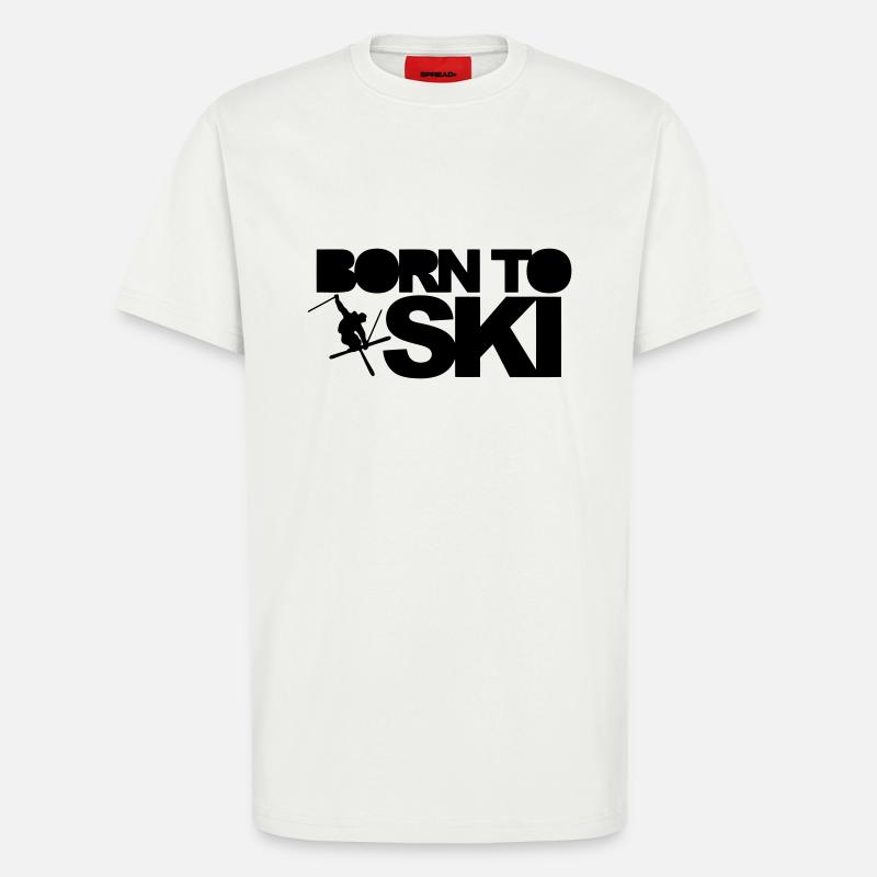 Born To Ski - T-shirt bio décontracté fabriqué en UE - OFF WHITE