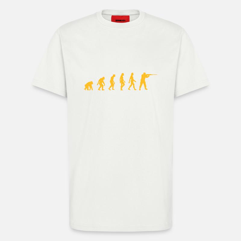 L'évolution des chasseurs - T-shirt bio décontracté fabriqué en UE - OFF WHITE