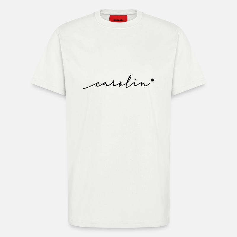 Carolin Cursive Name - T-Shirt - made by SPREAD - OFF WHITE