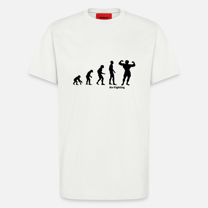 Evolution Bodybuilding Bodybuilder Geschenk - T-Shirt - made by SPREAD - OFF WHITE