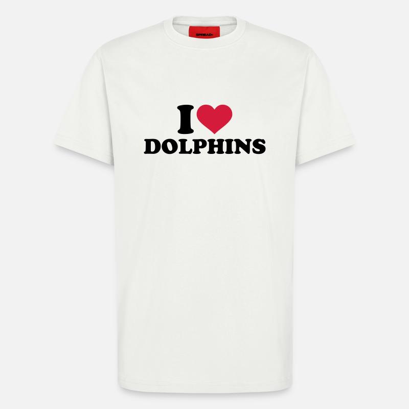 I love dolphins - T-shirt bio décontracté fabriqué en UE - OFF WHITE
