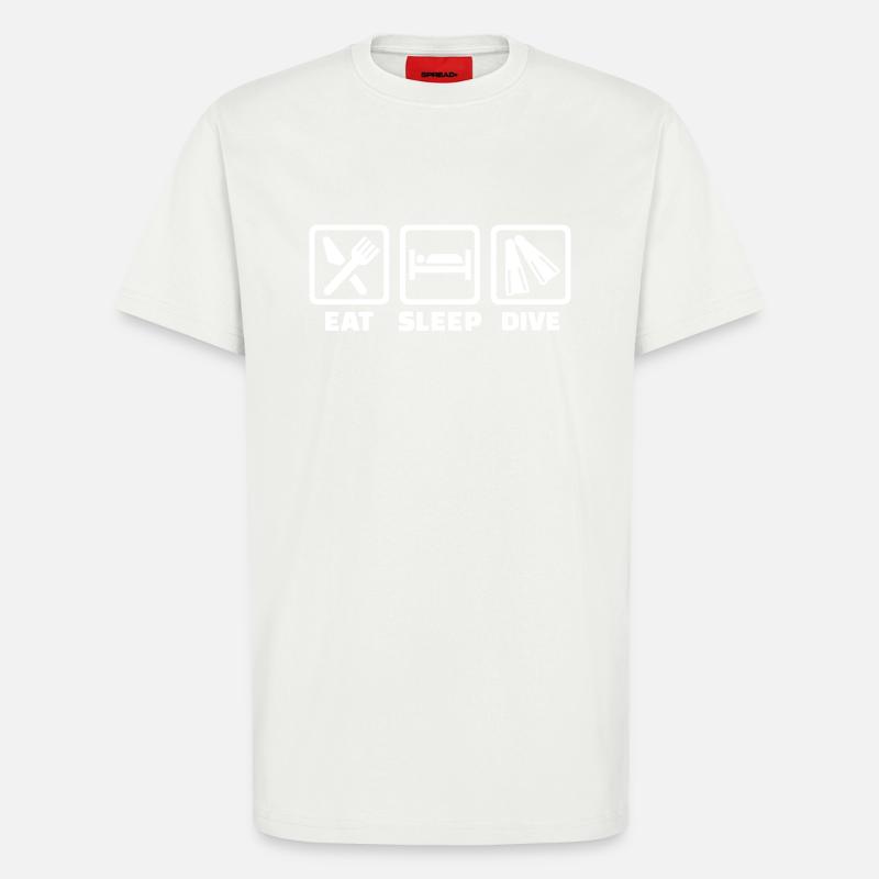 Eat sleep dive - T-shirt bio décontracté fabriqué en UE - OFF WHITE