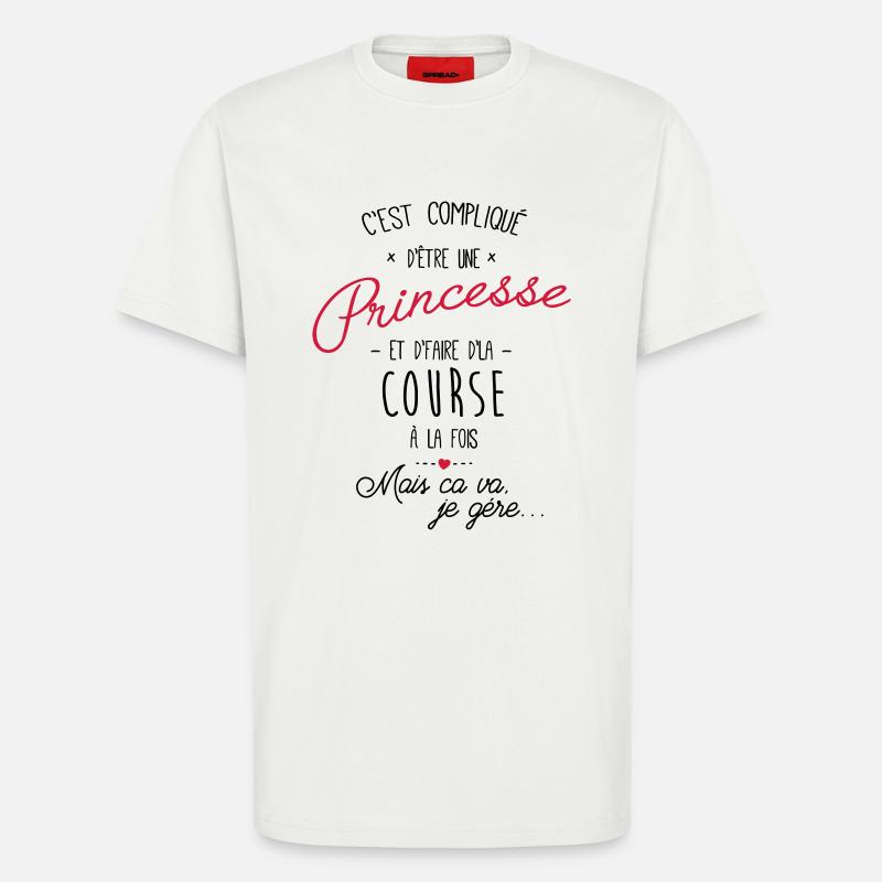 Princesse et Course - T-shirt bio décontracté fabriqué en UE - OFF WHITE