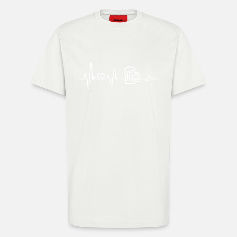 Bier Herzschlag Bierkrug Biertrinker Biergarten - T-Shirt - made by SPREAD - OFF WHITE