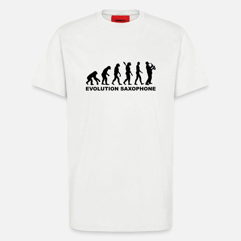 Evolution Saxophone - T-shirt bio décontracté fabriqué en UE - OFF WHITE
