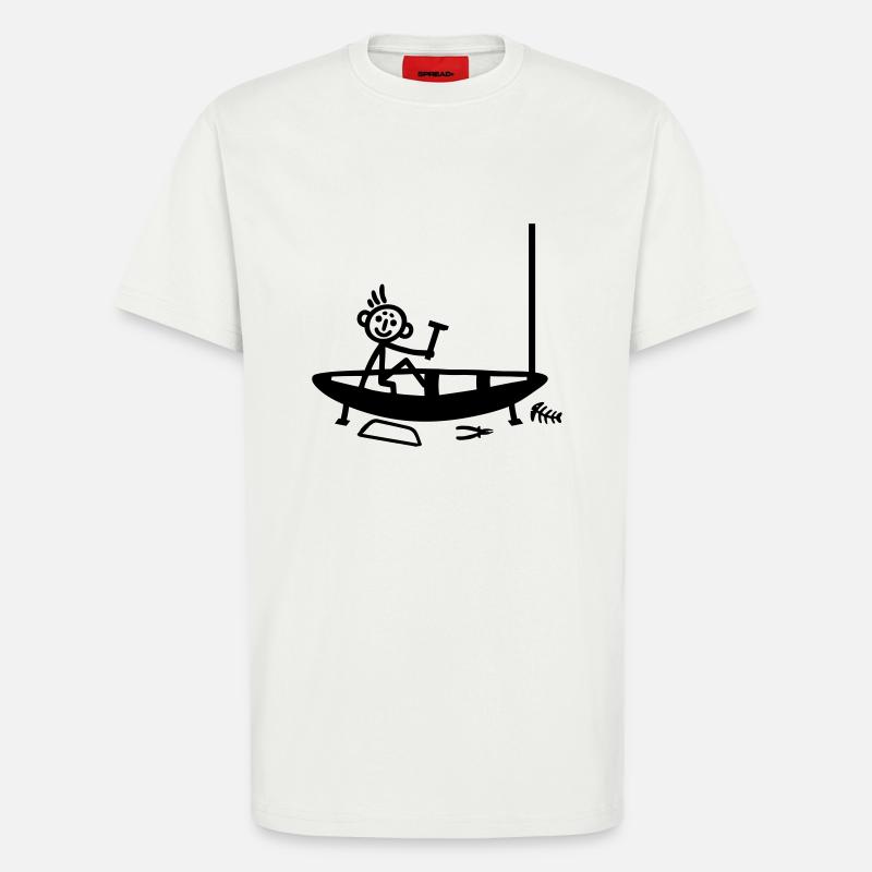 Boot bauen - Strichmännchen - T-Shirt - made by SPREAD - OFF WHITE