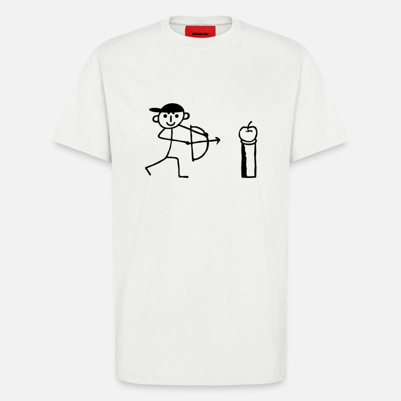 Strichmännchen Apfel schießen - T-Shirt - made by SPREAD - OFF WHITE