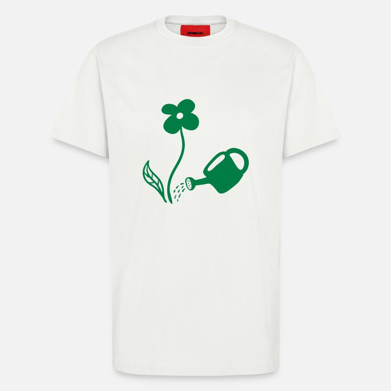Blumen gießen - line - T-Shirt - made by SPREAD - OFF WHITE