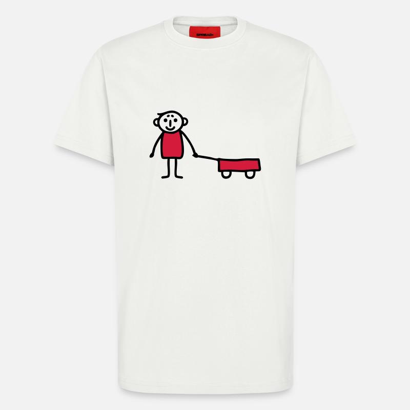 Junge mit Bollerwagen - V2 - T-Shirt - made by SPREAD - OFF WHITE