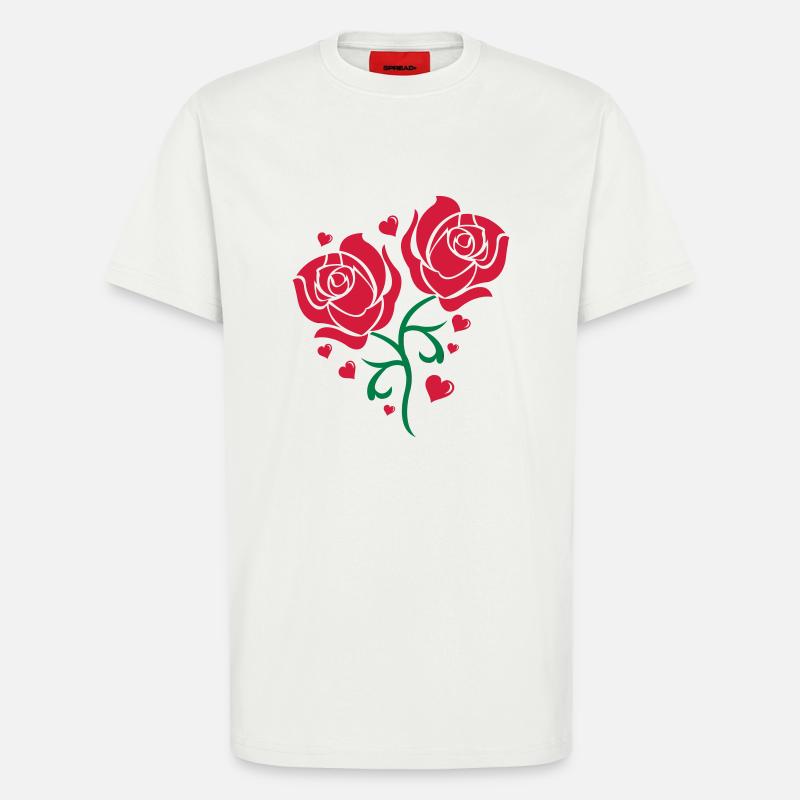 roses2 - T-shirt bio décontracté fabriqué en UE - OFF WHITE