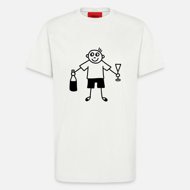 Mann mit Sektglas & Sektflasche - T-Shirt - made by SPREAD - OFF WHITE