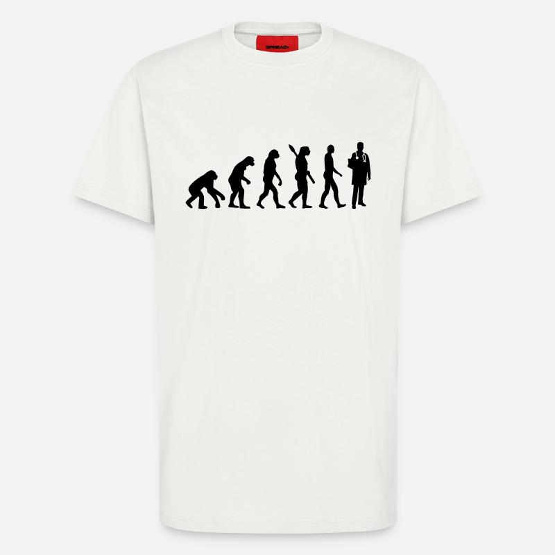 Évolution Docteur - T-shirt bio décontracté fabriqué en UE - OFF WHITE