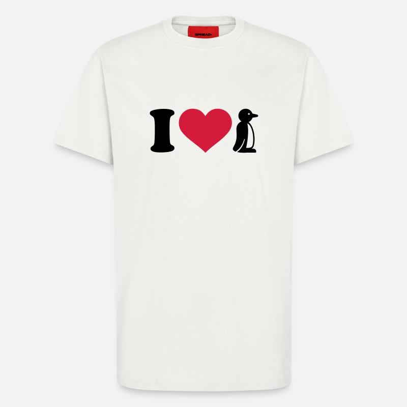 I love Manchot - T-shirt bio décontracté fabriqué en UE - OFF WHITE