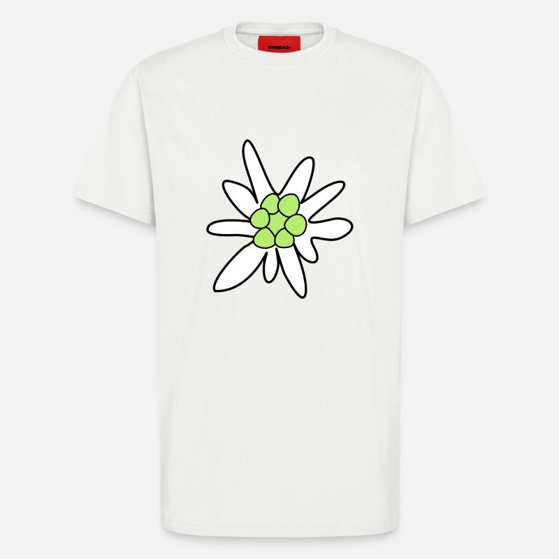 Edelweiss, fleur - T-shirt bio décontracté fabriqué en UE - OFF WHITE